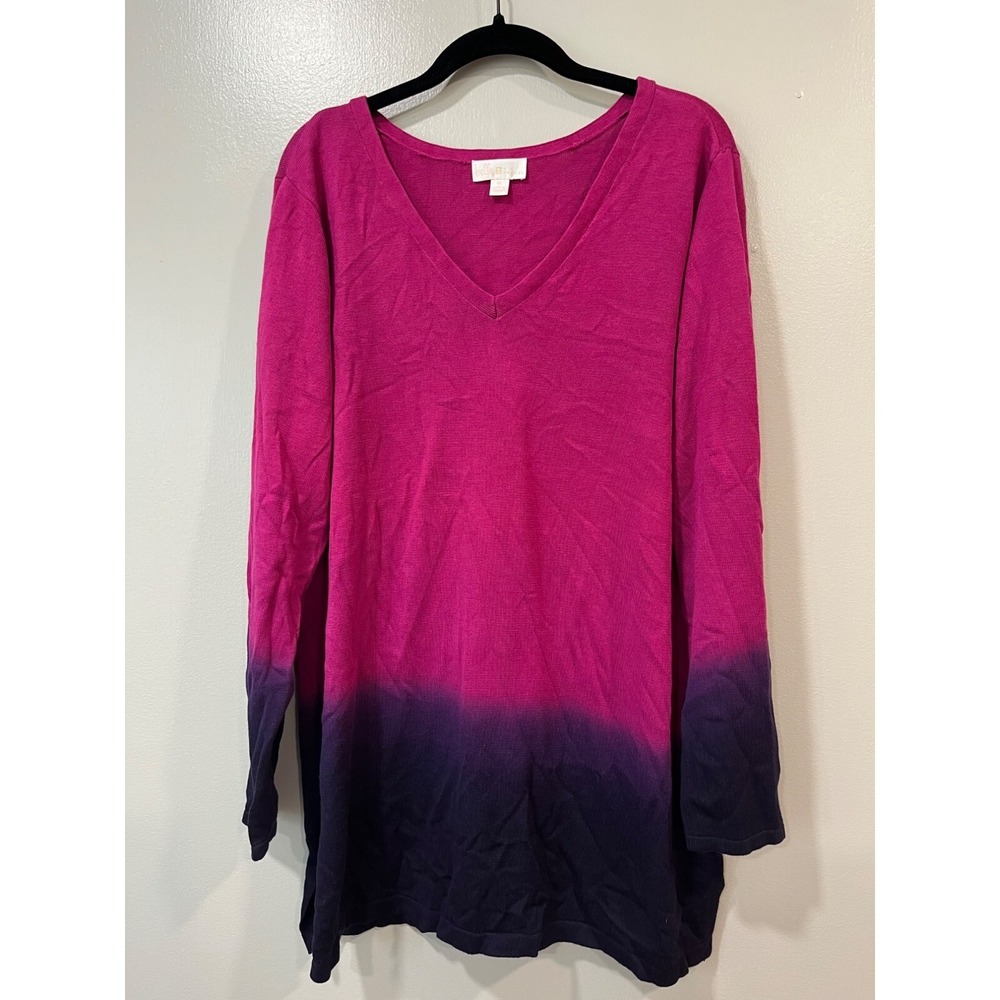 Belle Women's Long-Sleeve Top Size XL Pink/Dark Purple